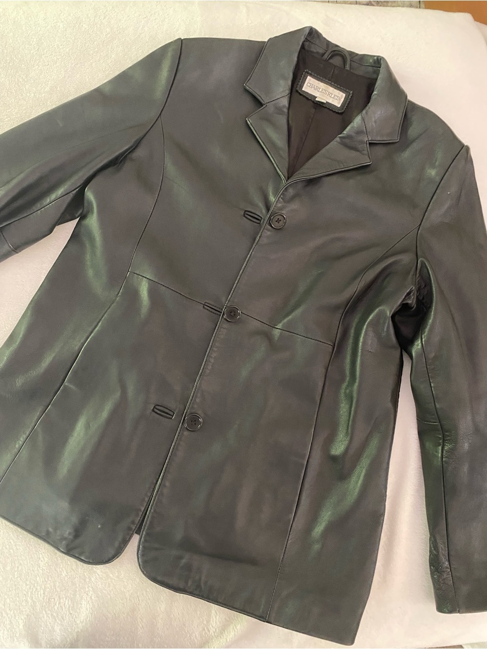Classic Women’s Black Leather Button-Front Jacket by Cole Haan
